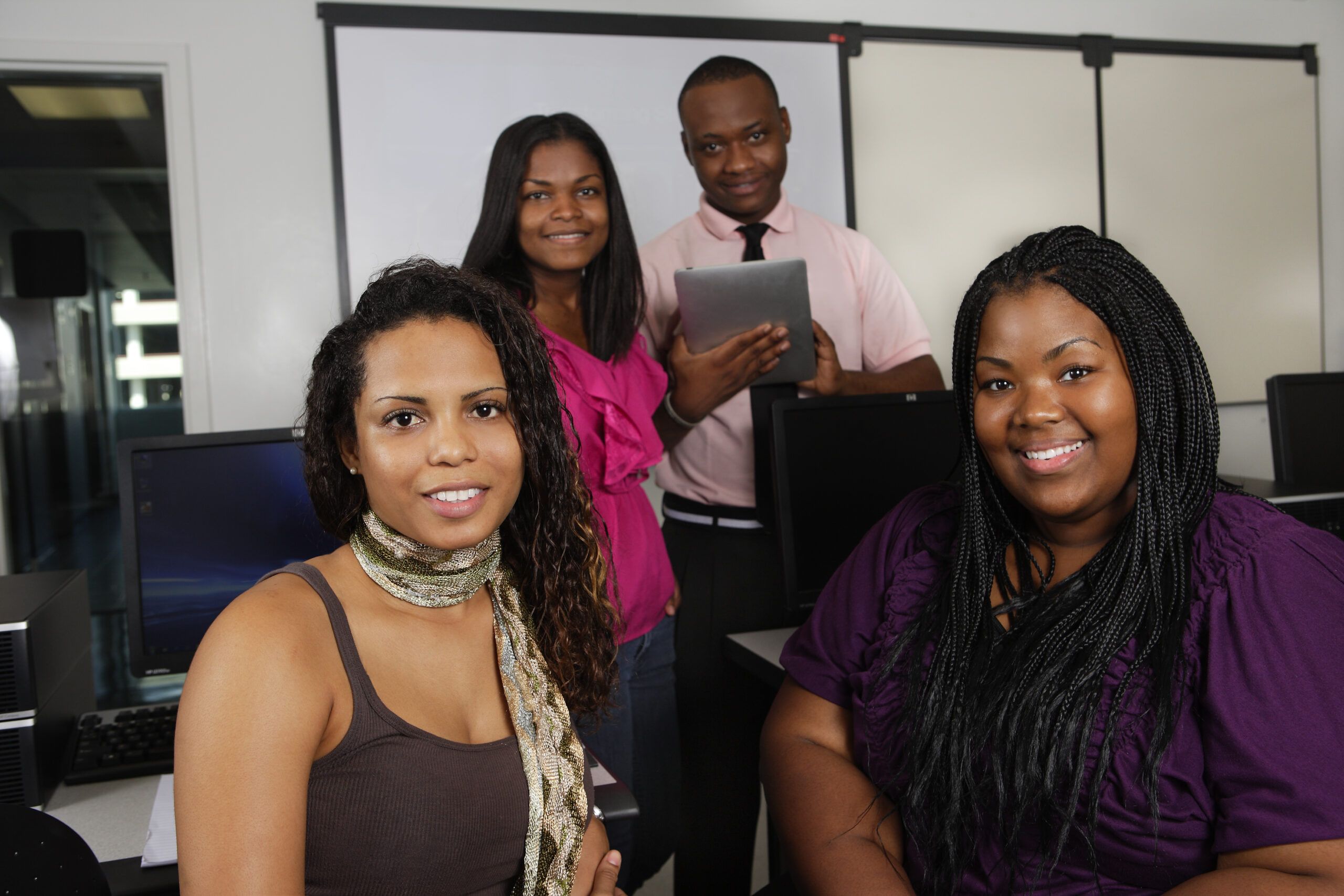 Minority students gather in the computer lab