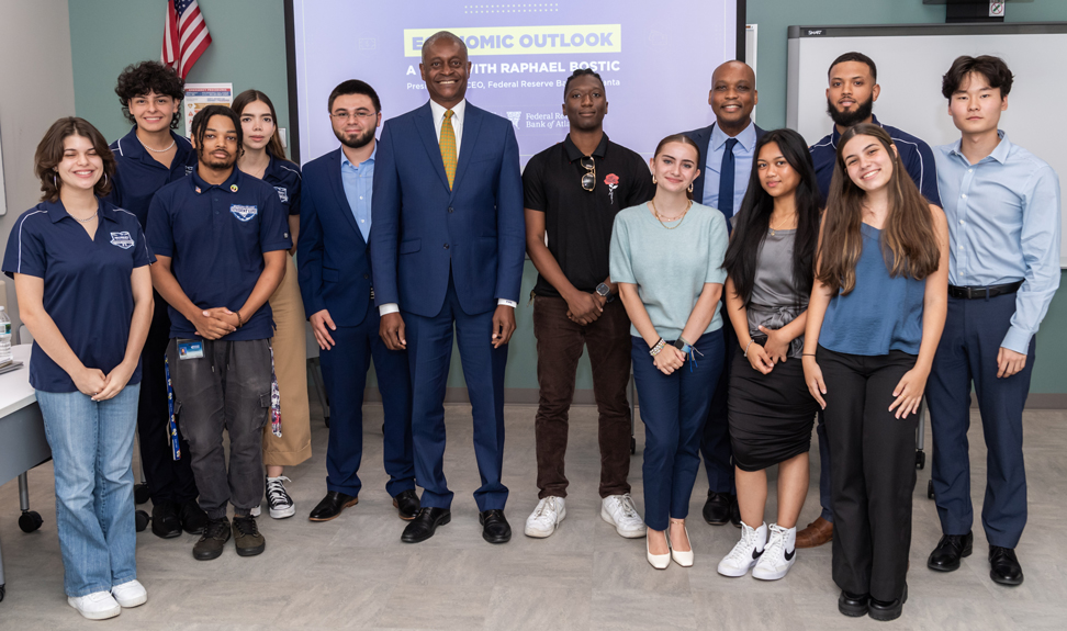 bostic with group of students